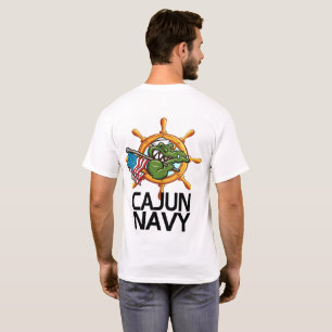 Cajun Navy-ontwerp op voorkant Pocket en achterzij T-shirt