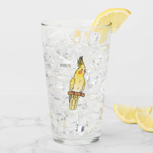 Cakatielvogelafbeelding cartoon glas (Achterkant ijs)