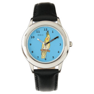 Cakatielvogelafbeelding cartoon horloge