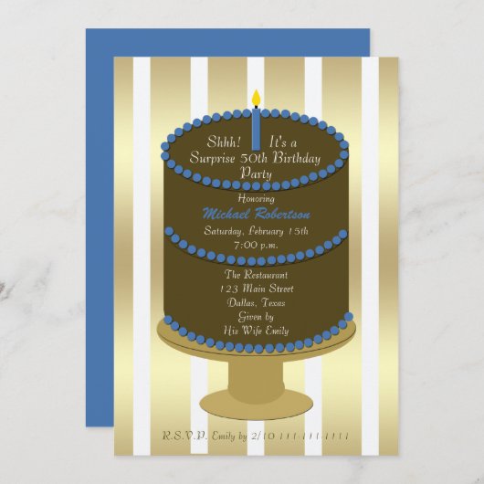 Cake 50e Verrassingsfeestuitnodiging Kaart (Voorkant / Achterkant)