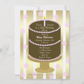 Cake 60th Birthday Party Invitation 60th en rose (Devant)
