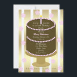Cake 60th Birthday Party Invitation 60th en rose<br><div class="desc">Cette élégante invitation à la fête du 60e anniversaire présente un gâteau au chocolat aux accents roses sur un arrière - plan or et blanc. Une belle invitation féminine pour une excellente façon aux invités invitations à une fête de 60e anniversaire pour cette femme spéciale. Copyright henishouseo</div>