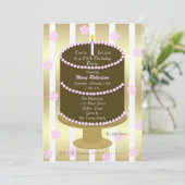 Cake 65th Birthday Party Invitation 65th in Pink (Debout devant)