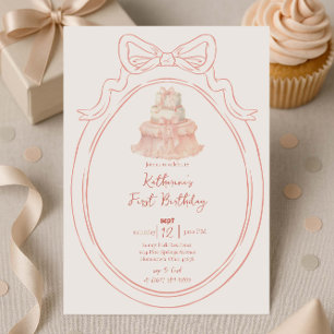 Cake and Bow Lijst Verjaardagsuitnodiging Kaart