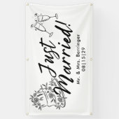 Cake and Cheers Just Married Car Banner (Verticaal)