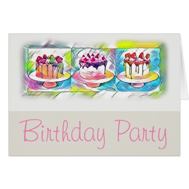 Cake Art Anniversaire Fête Invitation (Devant horizontal)