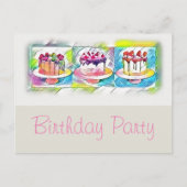 Cake Art Birthday Party Invitation Uitnodiging Briefkaart (Voorkant)