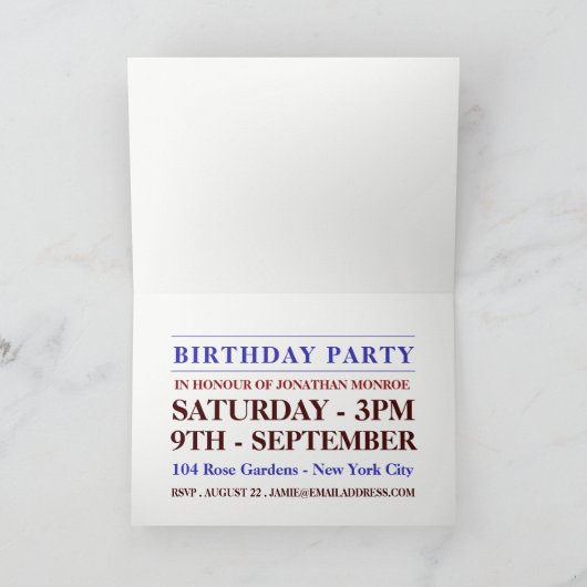 Cake Art Blue Anniversaire Fête Invitation (Intérieur)