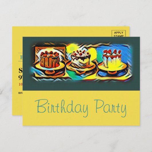 Cake Art Jazz Anniversaire Fête Invitation (Devant / Derrière)