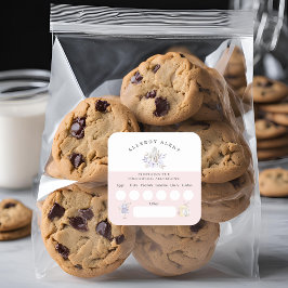 Cake Bakery Allergy Alert Ingrediënten Voedselveil Vierkante Sticker