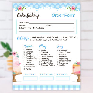 Cake Bakery Blue Bestelformulier Notitieblok