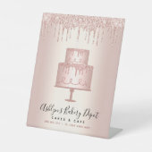 Cake Bakery Chef Roos Gold Glitter Drivers Script Reclamebord Met Voetstuk (Voorkant)