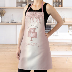 Cake Bakery Chef Roos Gold Glitter Drivers Script Schort