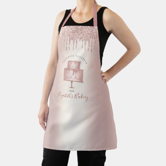 Cake Bakery Chef Roos Gold Glitter Drivers Script Schort (Insitu)