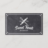 Cake Bakery Cupcake  Whisk Logo Chalkboard Visitekaartje (Voorkant)