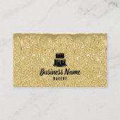 Cake Bakery Gold Drip Modern Glitter Visitekaartje (Voorkant)