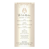 Cake Bakery Gold Glitter Pastry Chef Dessert Menu (Voorkant)
