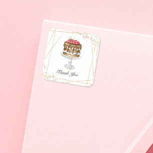 Cake / Bakery Hartelijk dank voor uw zakelijke Sti Vierkante Sticker