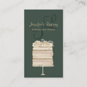 Cake Bakery Pastry Patisserie sage green elegant Visitekaartje