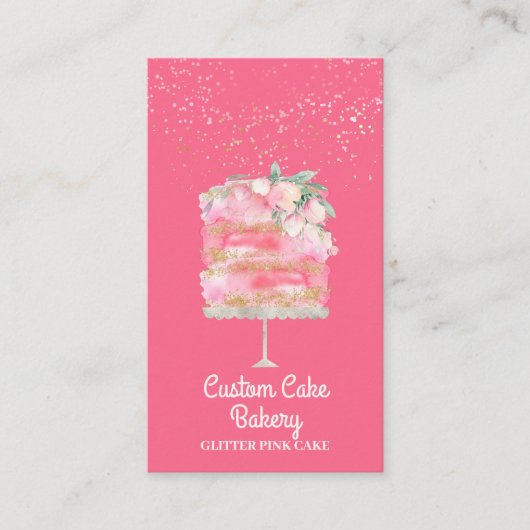 Cake Bakery Patisserie Pink Sparkle Elegant Visitekaartje (Voorkant)