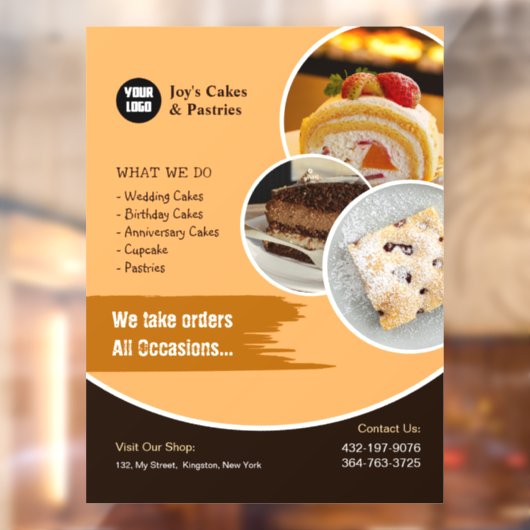 Cake Bakery Shop Window Cling Raamsticker (Vel 2)