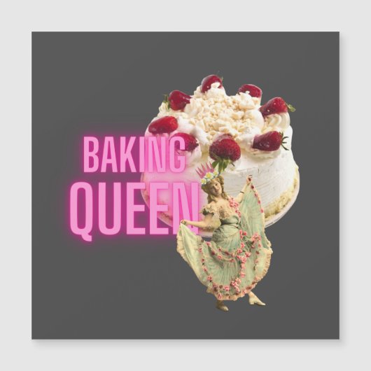  Cake Baking Queen Magnetic Square Kaart (Voorkant)