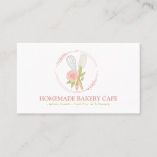 Cake Bakkerij Catering Logo Blush Roze Bloemen Visitekaartje