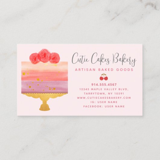 Cake Bakkerij Roze Koraal Sprinkles Pastry Chef Ch Klantenkaartje (Achterkant)