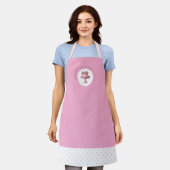 Cake Bakkerij Roze Polka Dot Logo Schort (Gedragen)