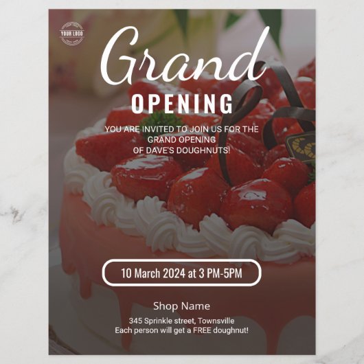 Cake Bakkerij Winkel Zakelijk Grote Opening Flyer (Voorkant)
