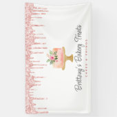 Cake Blush Roze Glitter Drips Bakkerij gebak Chef Spandoek (Verticaal)