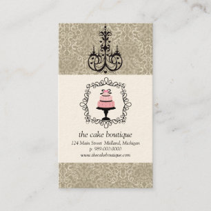 Cake Boutique Fancy Taupe Damask Cartes de visite