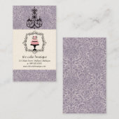 Cake Boutique Fancy Violet Damask Cartes de visite (Devant / Derrière)