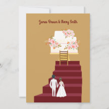 Cake Bride en Groom Red Stairs Wedding
