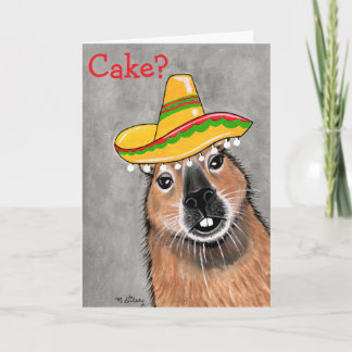 Cake? Capybara Birthday Celebration Greeting Card Kaart