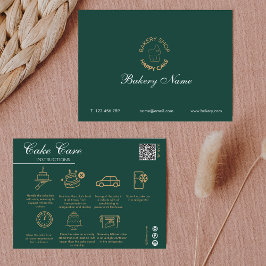 Cake Care Instructions QR Code Uw Logo Groen toevo Notitiekaartje