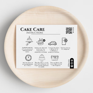 Cake Care Instructions QR Code Uw Logo toevoegen Notitiekaartje