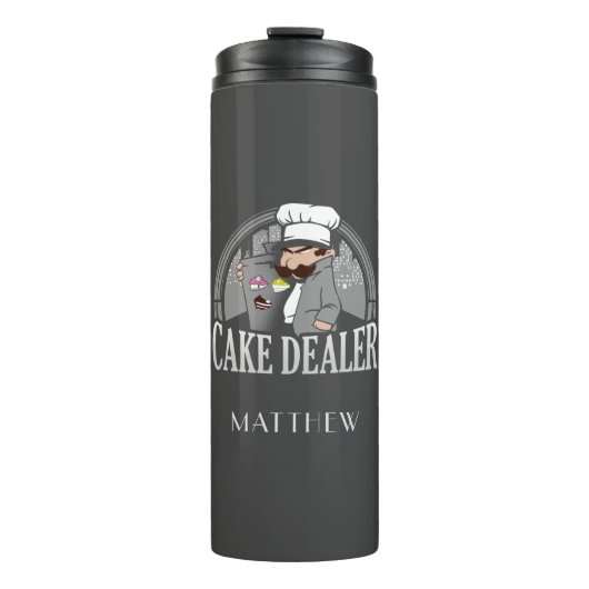Cake Dealer Funny Bakery Owner Personalized Thermosbeker (Voorkant)