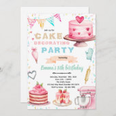 Cake decorating theme party invitation (Devant / Derrière)