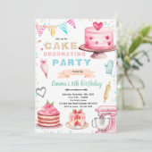 Cake decorating theme party invitation kaart (Staand voorkant)