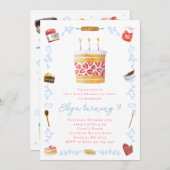 Cake Decoration Invitation - Baking Birthday Party Kaart (Voorkant / Achterkant)