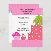 Cake Decorting Birthday Party Invitation Kaart (Voorkant / Achterkant)