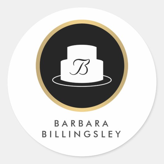  Cake Embleem Logo en Naam Bakkerij Sticker (Voorkant)
