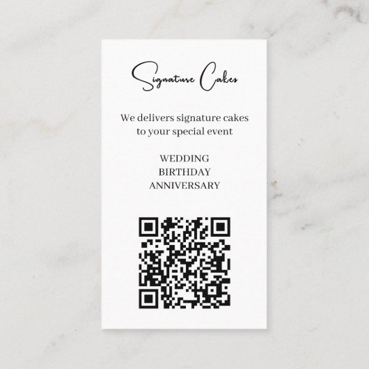 Cake en Catering QR-code Visitekaartje (Achterkant)
