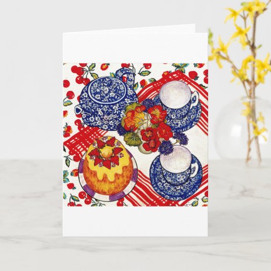 Cake en Tea Kaart (Gele Bloem)