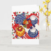 Cake en Thee Kaart (Gele Bloem)