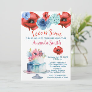 Cake & Fleurs Aquarelle Douche nuptiale Invitation