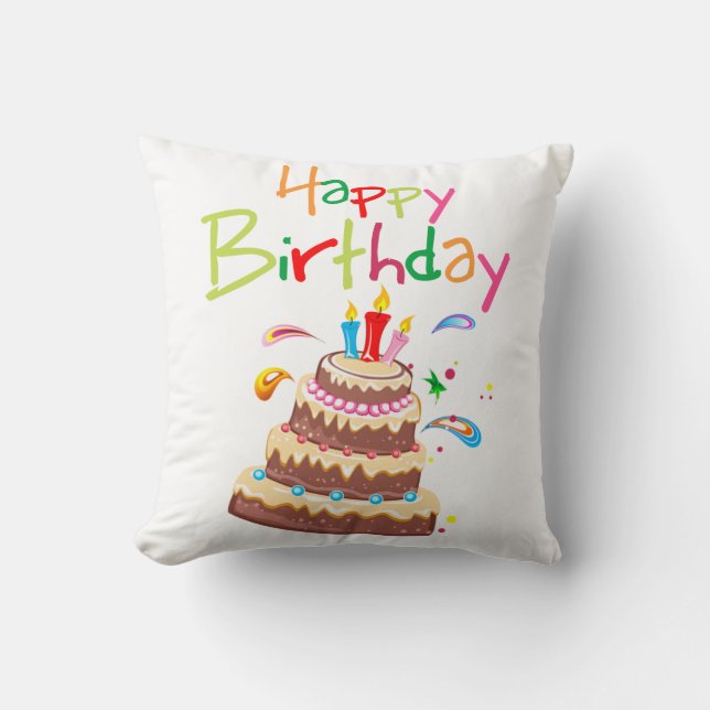Cake Happy Birthday Kussen (Voorkant)