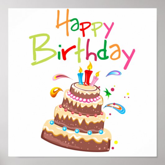 Cake Happy Birthday Poster (Voorkant)