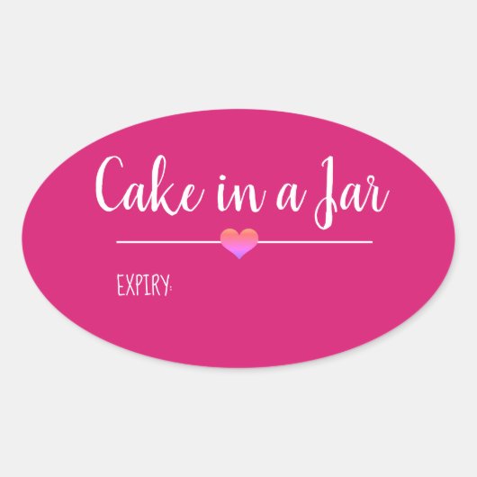 Cake in a Jar blush roze script custom Oval Sticke Ovale Sticker (Voorkant)